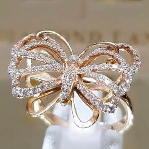 ⬇️NWOT Butterfly Ring in 18K Rose Gold White Sapphire Stones- Marked Down